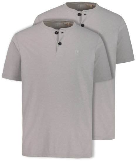 JP1880 708420 Majica Henley 2 kosa Siva melange - Kratke Majice - Moške kratke majice za močnejše postave