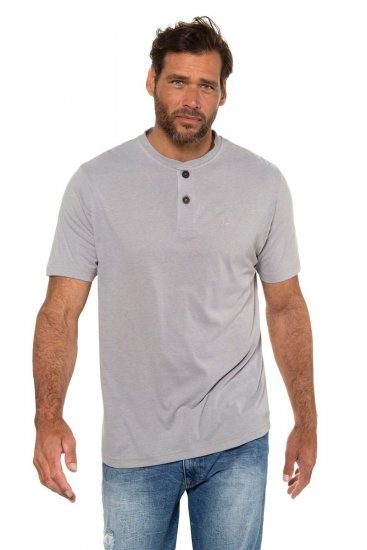 JP1880 708420 Majica Henley 2 kosa Siva melange - Kratke Majice - Moške kratke majice za močnejše postave