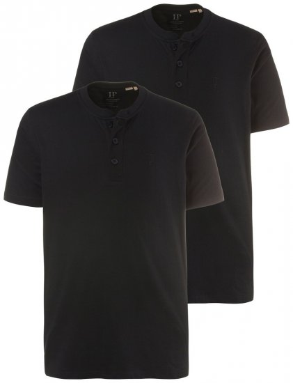 JP1880 708420 Majica Henley 2 kosa Črna - Kratke Majice - Moške kratke majice za močnejše postave