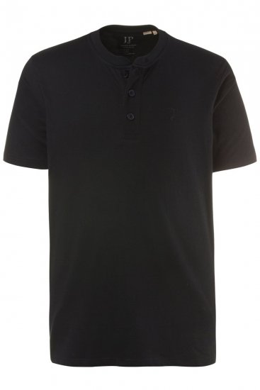 JP1880 708420 Majica Henley 2 kosa Črna - Kratke Majice - Moške kratke majice za močnejše postave