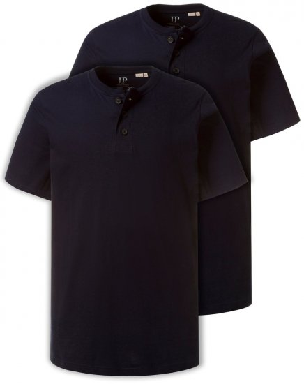 JP1880 708420 Majica Henley 2 kosa Temno modra - Kratke Majice - Moške kratke majice za močnejše postave