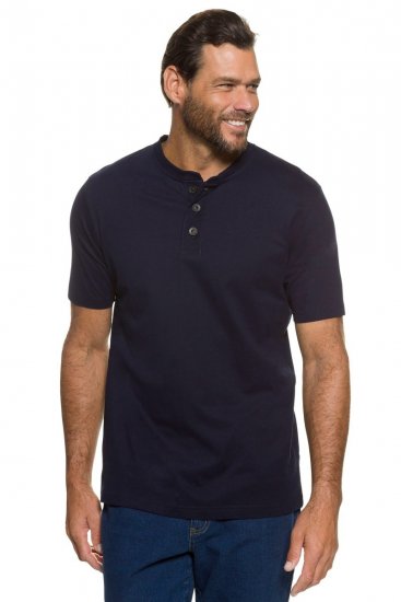 JP1880 708420 Majica Henley 2 kosa Temno modra - Kratke Majice - Moške kratke majice za močnejše postave