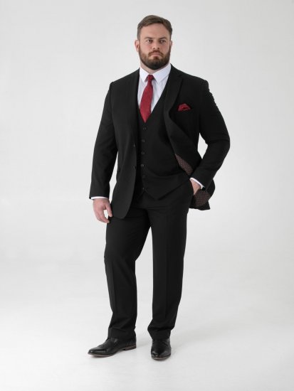 D555 Ted 4 Way Stretch Tailored Suit Jacket Črna - Obleke - Velike številke oblek za moške