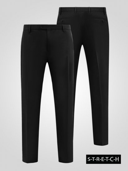 D555 Ted 4 Way Stretch Tailored Trouser Črna - Obleke - Velike številke oblek za moške