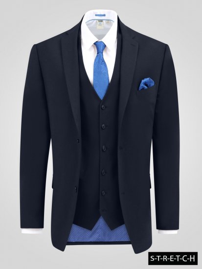 D555 Ted 4 Way Stretch Tailored Suit Jacket Mornarska - Obleke - Velike številke oblek za moške