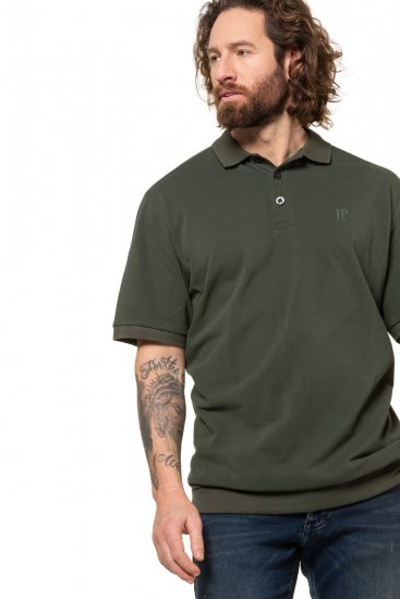 JP1880 712617 Polo majica s krojem za trebuh Temno olivna - Polo majice - Moške Polo Majice za Močnejše Postave