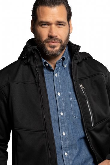 JP1880 714279 Softshell jakna s flis podlogo Črna - Jakne - Moške bunde za Močnejše Postave