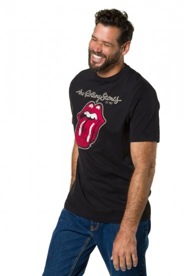 JP1880 Rolling Stones Graphic Band Comfort Fit T-Shirt Black - Kratke Majice - Moške kratke majice za močnejše postave
