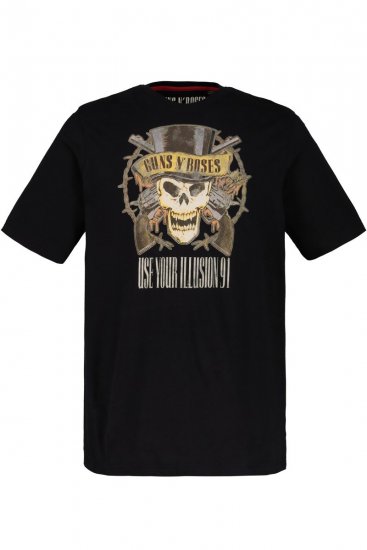 JP1880 Guns N’ Roses Skull Comfort Fit Band T-Shirt Black - Kratke Majice - Moške kratke majice za močnejše postave