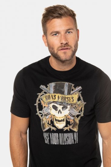 JP1880 Guns N’ Roses Skull Comfort Fit Band T-Shirt Black - Kratke Majice - Moške kratke majice za močnejše postave