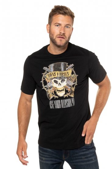 JP1880 Guns N’ Roses Skull Comfort Fit Band T-Shirt Black - Kratke Majice - Moške kratke majice za močnejše postave