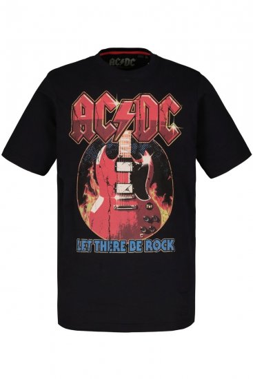 JP1880 ACDC - Let There Be Rock Vintage looking Band T-Shirt Black - Kratke Majice - Moške kratke majice za močnejše postave