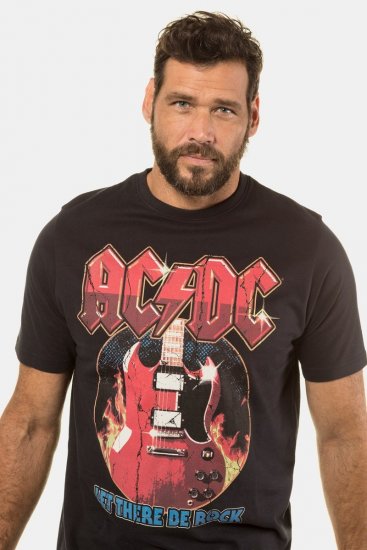 JP1880 ACDC - Let There Be Rock Vintage looking Band T-Shirt Black - Kratke Majice - Moške kratke majice za močnejše postave