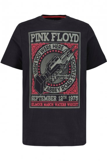 JP1880 Pink Floyd Retro Graphic Comfort Fit Band T-Shirt Black - Kratke Majice - Moške kratke majice za močnejše postave