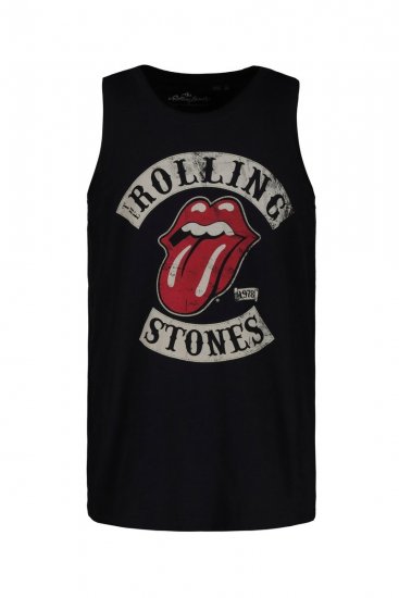 JP1880 Rolling Stones Graphic Band Tank Top Black - Kratke Majice - Moške kratke majice za močnejše postave