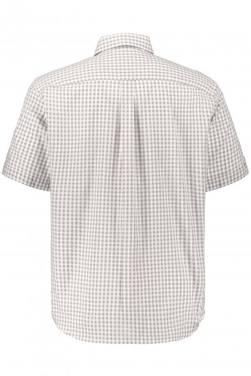 JP1880 Modern Fit Check Print Short Sleeve Shirt Grey - Srajce - Moške srajce za Močnejše Postave