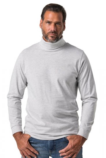 JP1880 723303 Majica z dolgimi rokavi in visokim ovratnikom Naravna melange TALL - TALL T-shirts - Majice za visoke moške
