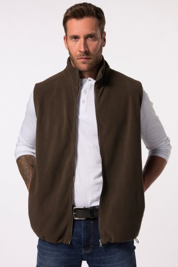 JP1880 Fleece Vest Stand-up Collar Brown - Jakne - Moške bunde za Močnejše Postave