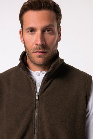 JP1880 Fleece Vest Stand-up Collar Brown - Jakne - Moške bunde za Močnejše Postave