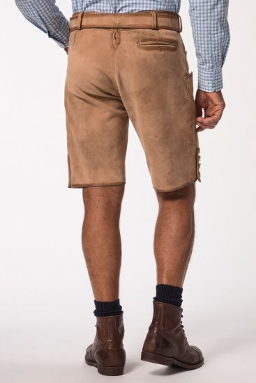 JP1880 Premium Goat Suede Staghorn Embroidery Shorts Leather Brown - JP1880 - JP1880 Moška Oblačila Velike Velikosti