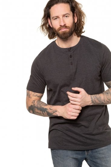 JP1880 726695 Majica Henley Temno siva - Kratke Majice - Moške kratke majice za močnejše postave