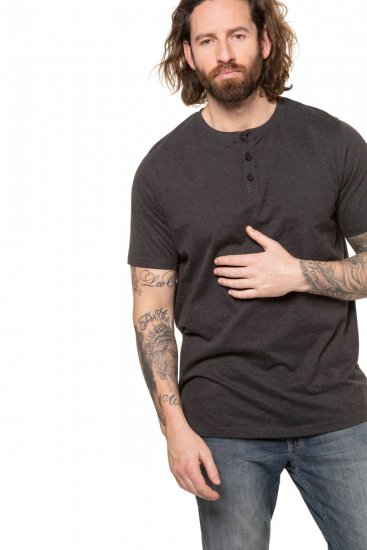 JP1880 726695 Majica Henley Temno siva - Kratke Majice - Moške kratke majice za močnejše postave