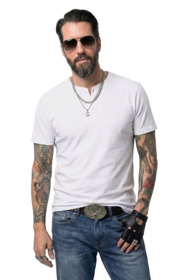 JP1880 726695 Majica Henley Bela - Kratke Majice - Moške kratke majice za močnejše postave
