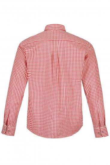 JP1880 Modern Fit Button-Down Collar Long Sleeve Check Shirt Light Red - Srajce - Moške srajce za Močnejše Postave