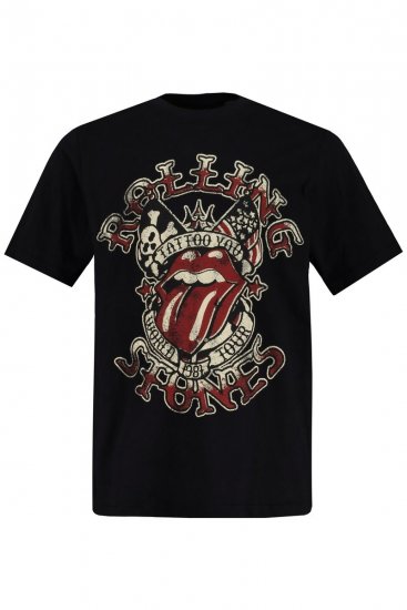 JP1880 Rolling Stones Graphic Comfort Fit Band T-Shirt Black - Kratke Majice - Moške kratke majice za močnejše postave