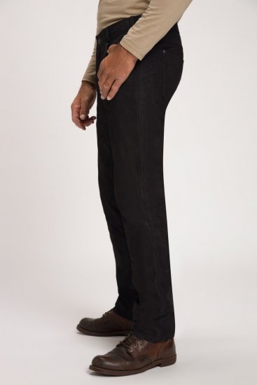 JP1880 Leather Pants Regular Fit Buffalo Nubuck Black - Kavbojke & hlače - Moške Kavbojke in Hlače za Močnejše Postave