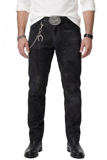 JP1880 Leather Pants Regular Fit Buffalo Nubuck Dark Brown - Kavbojke & hlače - Moške Kavbojke in Hlače za Močnejše Postave