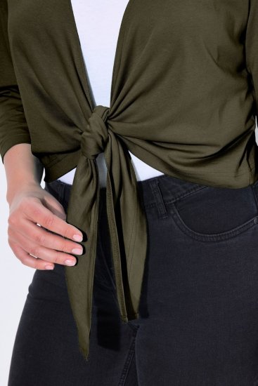 Ulla Popken 794514 Bolero iz džersija za zavezovanje Temno zelena - Bolerji - 