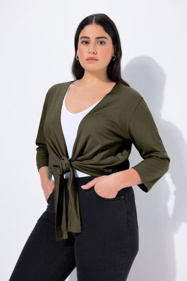 Ulla Popken 794514 Bolero iz džersija za zavezovanje Temno zelena - Bolerji - 