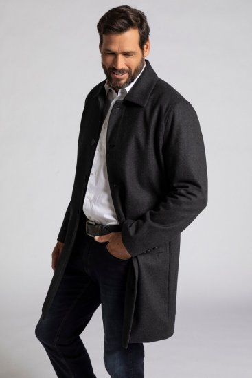 JP1880 Coat Wool Blend Water Repellent Dark Grey - Jakne - Moške bunde za Močnejše Postave