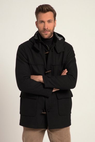 JP1880 Dufflecoat Water-repellent Black - Jakne - Moške bunde za Močnejše Postave