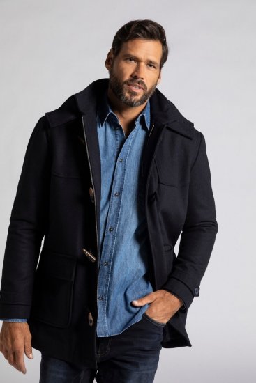 JP1880 Duffle Coat Water Repellent with Detachable Hood Navy - Jakne - Moške bunde za Močnejše Postave