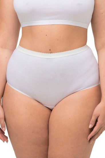 Ulla Popken 795269 Spodnjice z visokim pasom 3 kosa Bela - Spodnjice - 