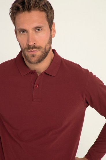 JP1880 Polo Shirt Long Sleeve Piqué Red - Polo majice - Moške Polo Majice za Močnejše Postave