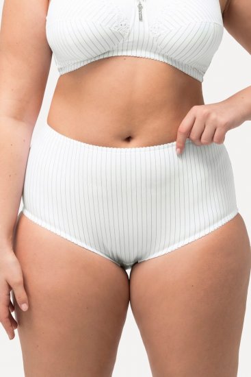 Ulla Popken 800279 Črtaste spodnjice 2 kosa Bela - Spodnjice - 