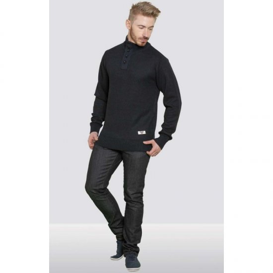 D555 Zane Sweater Navy - Puloverji & jopice - Moški Puloverji & Jopice za Močnejše Postave