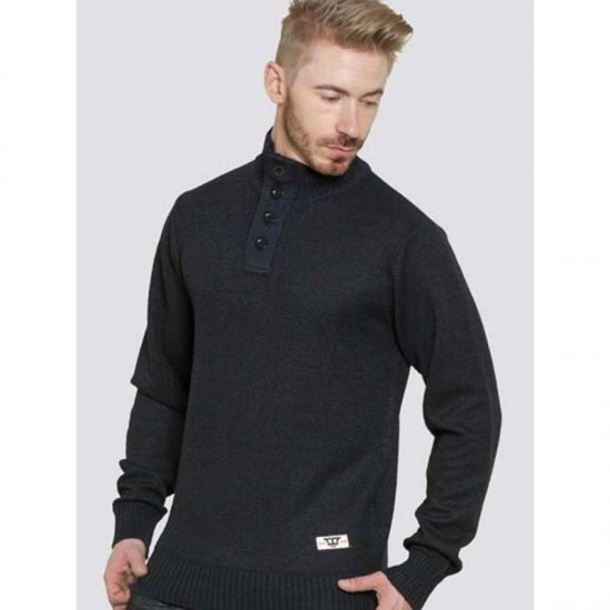 D555 Zane Sweater Navy - Puloverji & jopice - Moški Puloverji & Jopice za Močnejše Postave