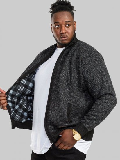 D555 Cavendish Black Jumper With Bonded Fleece Lining And Pocket - Puloverji & jopice - Moški Puloverji & Jopice za Močnejše Postave