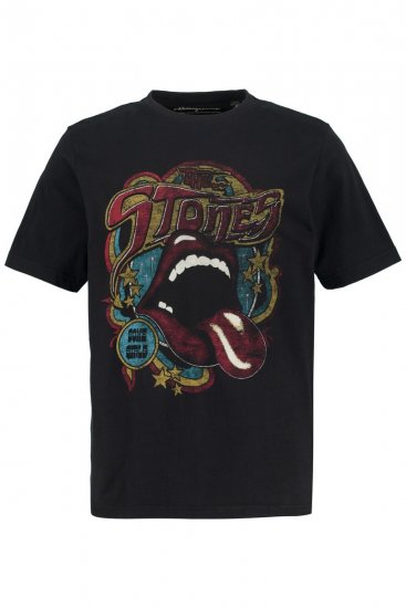 JP1880 Rolling Stones Graphic Band T-Shirt Black - Kratke Majice - Moške kratke majice za močnejše postave