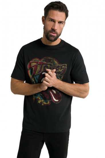 JP1880 Rolling Stones Graphic Band T-Shirt Black - Kratke Majice - Moške kratke majice za močnejše postave