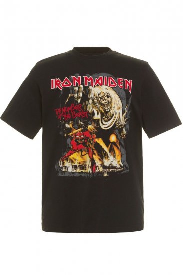 JP1880 Iron Maiden - Number of the Beast Graphic Comfort Fit Band T-Shirt Black - Kratke Majice - Moške kratke majice za močnejše postave