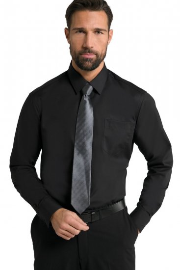 JP1880 Shirt Business Kent Collar Long Sleeve Black TALL - MOŠKA OBLAČILA MT-6XLT - DALJŠI kroji