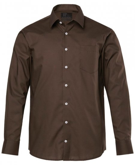 JP1880 Shirt Business Long Sleeve Brown - Srajce - Moške srajce za Močnejše Postave