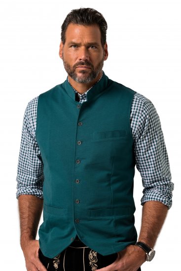 JP1880 Mottled Stretch Knit Stand-up Collar Vest Turquoise Blue - JP1880 - JP1880 Moška Oblačila Velike Velikosti