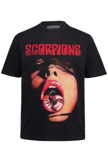 JP1880 Scorpions Graphic Comfort Fit Band T-Shirt Black - Kratke Majice - Moške kratke majice za močnejše postave
