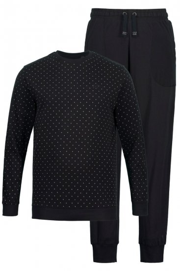 JP1880 Two-piece Pyjamas Long Sleeve and Long Trousers Black - Spodnje perilo & kopalne hlače - Moško Spodnje Perilo za močnejše postave